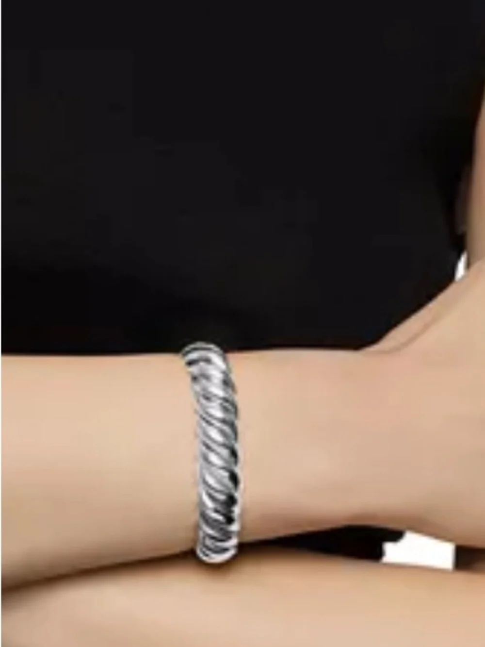David Yurman Sleek Silver Twisted Rope Bangle Bracelet - Women Jewelry